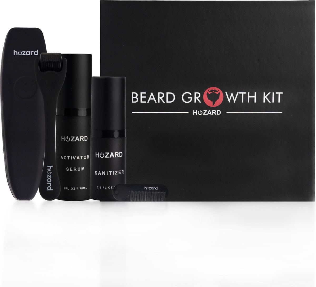 Hozard® Baardgroei Kit met Dermaroller - baardolie- Cadeau voor mannen - Baardgroei stimuleren - Baard serum - Baardgroei olie - Derma roller - Verzorg set - Baard verzorging - Giftset - Beard Growth Kit