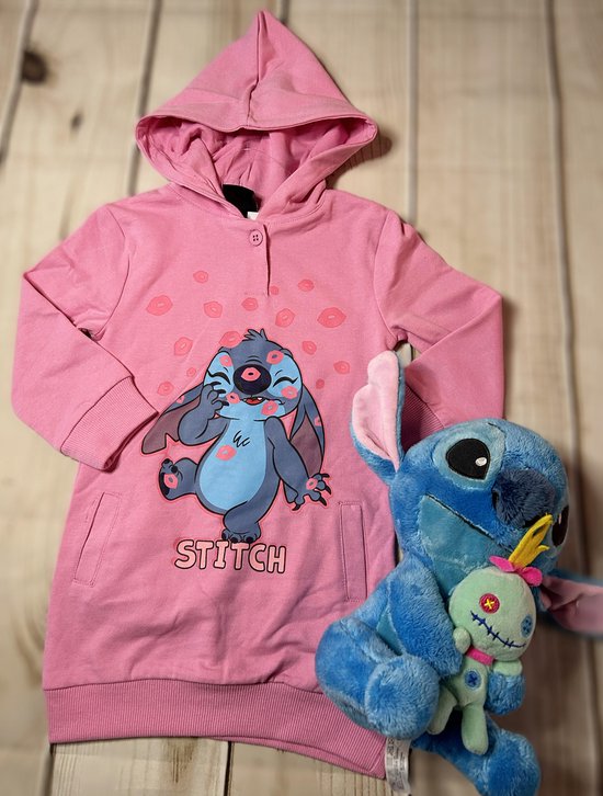 babyjurk-sweaterjurk-roze-lilo & stitch- disney- maat 62