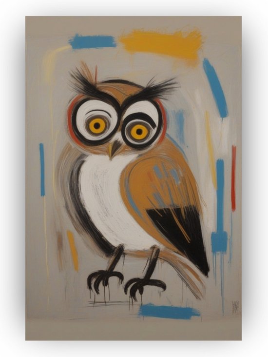 Basquiat uil - Jean-Michel Basquiat - Uilen posters - Poster vogel - Wanddecoratie uil - Vogel posters - 60 x 90 cm