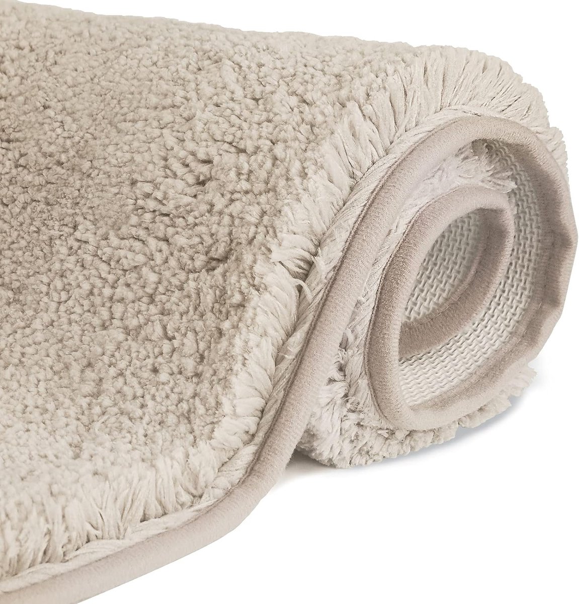 Antislip hoogpolige badmat 80 x 150 cm, machinewasbare badmat, badmat met waterabsorberende, zachte microvezels voor badkuip, douche en badkamer (beige)