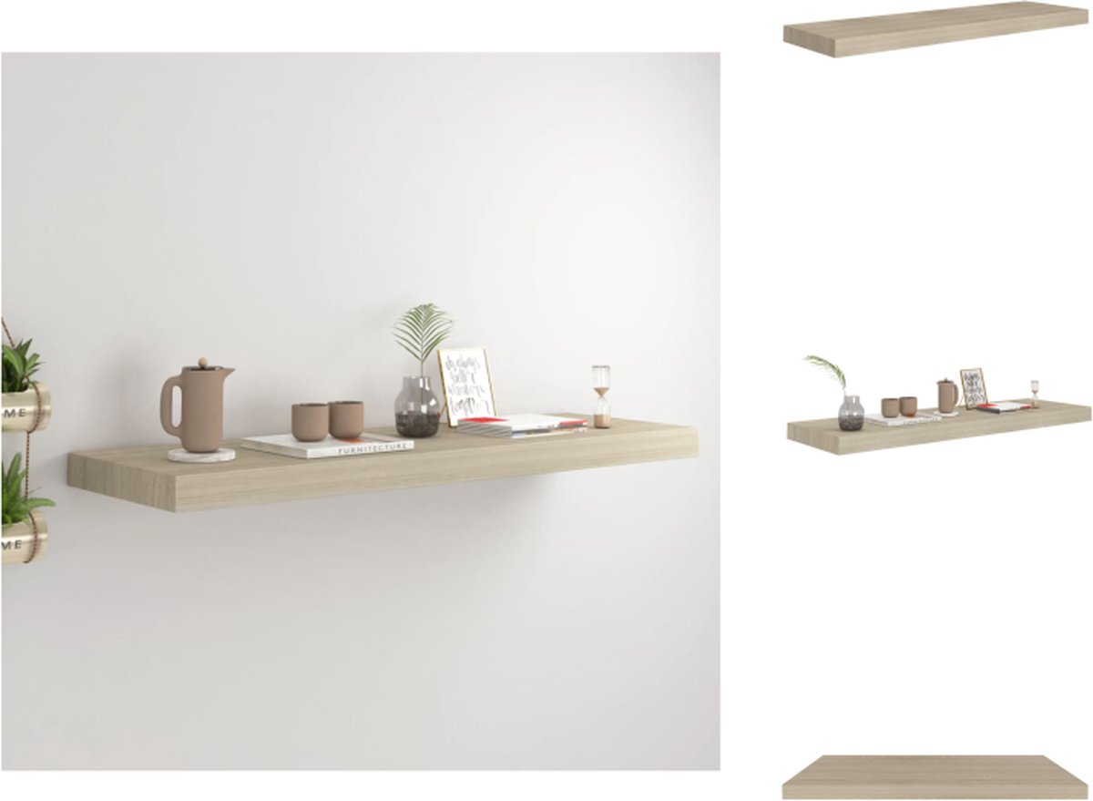 VidaXL Wandplank Eiken 80 x 23.5 x 3.8 cm Onzichtbaar montagesysteem Wandsteun