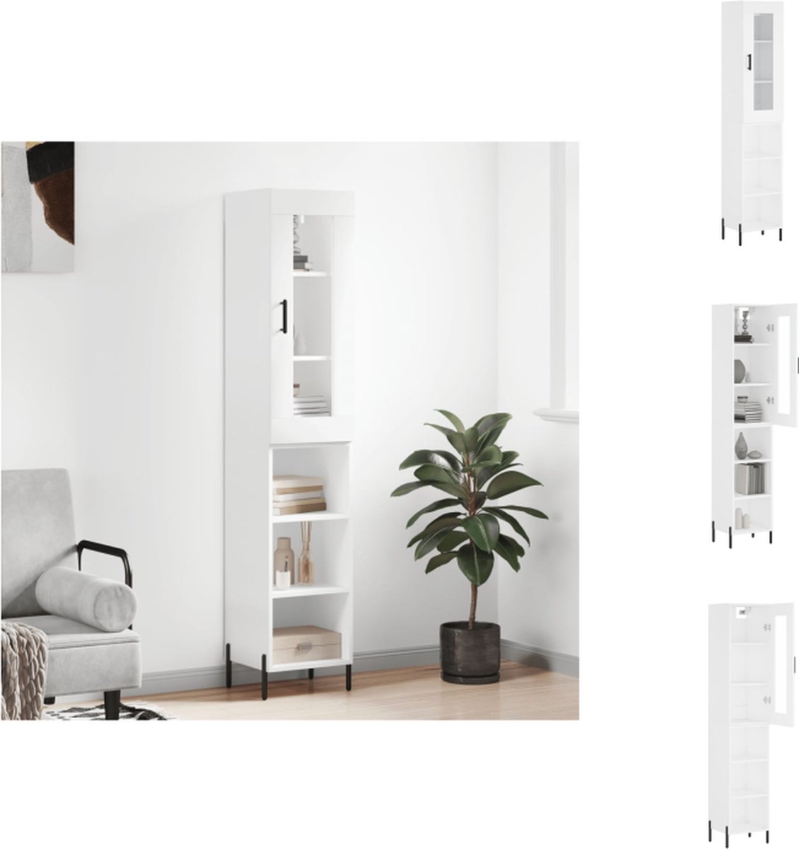 VidaXL Opbergkast Hoge Kast 180 cm Wit Keukenkast