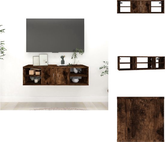 VidaXL Armadietto A Muro Con Cassetto In Legno Ingegnerizzato, Rovere Nero, 102x30x20 Cm, Moderno, Salvaspazio Per Soggiorno E Ingresso