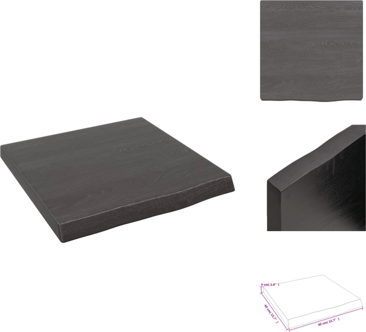 VidaXL Rustieke Wandplank Massief Eikenhout Donkergrijs 40 x 40 x 4 cm Draagvermogen 20 kg Wandsteun