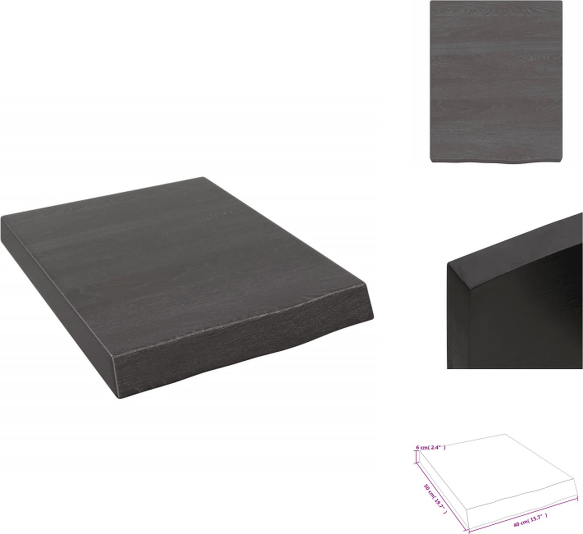 VidaXL Wandplank Rustiek Eikenhout 40 x 50 x 6 cm Donkergrijs Wandsteun