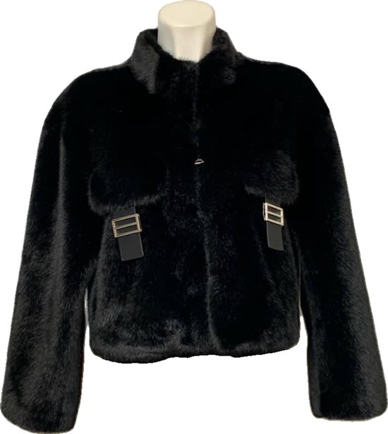 Elegante Dames Faux Fur Bontjas met Zakken – Warm en Zacht - Beschikbaar in 2 stijlvolle kleuren - One Size - Zwart