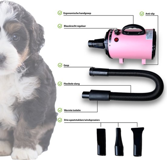 Hondenföhn Hondendroogmachine 2800W Honden Blower Hondenföhn Zeer Stil, Professionele Hondenföhn Instelbare Snelheid en Warmte, Hondenverzorging -Droogmachine-Blazer Pet Dryer Blower Hond met 4