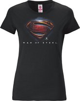 Logoshirt Vrouwen T-shirt Superman - Man Of Steel - Logo - Shirt met ronde hals van Logoshirt - zwart