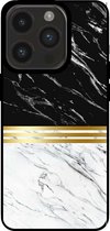 Smartphonica Telefoonhoesje voor iPhone 14 Pro marmer look - backcover marmer hoesje - Zwart Wit / TPU / Back Cover geschikt voor Apple iPhone 14 Pro