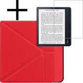 Hoes Geschikt voor Kobo Sage Hoesje Bookcase Cover Book Case Hoes Sleepcover Trifold Met Screenprotector - Rood