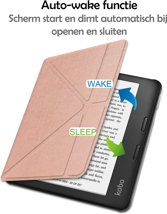 Hoesje Geschikt voor Kobo Sage Hoes Bescherm Hoesje Case Sleep Cover Trifold Met Screenprotector - Hoes Geschikt voor Kobo Sage Hoesje - Rosé Goud van Hoesje  — afbeelding 4