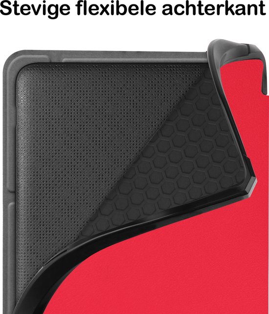 Hoesje Geschikt voor Kobo Sage Hoesje Luxe Bescherm Case Trifold Met Screenprotector - Hoes Geschikt voor Kobo Sage Hoes Book Cover - Rood van Hoesje  — afbeelding 4