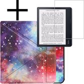 Hoes Geschikt voor Kobo Sage Hoesje Bookcase Cover Book Case Hoes Sleepcover Trifold Met Screenprotector - Galaxy