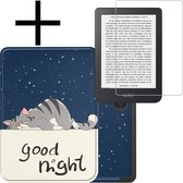 Hoes Geschikt voor Kobo Clara 2E Hoesje Bookcase Cover Book Case Hoes Sleepcover Met Screenprotector - Kat