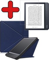 Housse adaptée pour Kobo Libra H2O Case Luxe Case avec protecteur d'écran - Kobo Libra H2O Sleepcover Book Case - Bleu foncé