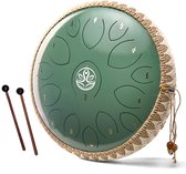 Ohana Drums® Handpan 36 cm Jade Groen – Tongue drum – Klankschaal – 15 noten - Handpan - Tong Drum - Klankschalen - Yoga Drum – Lotus Tong - Steeldrum - Muziektherapie