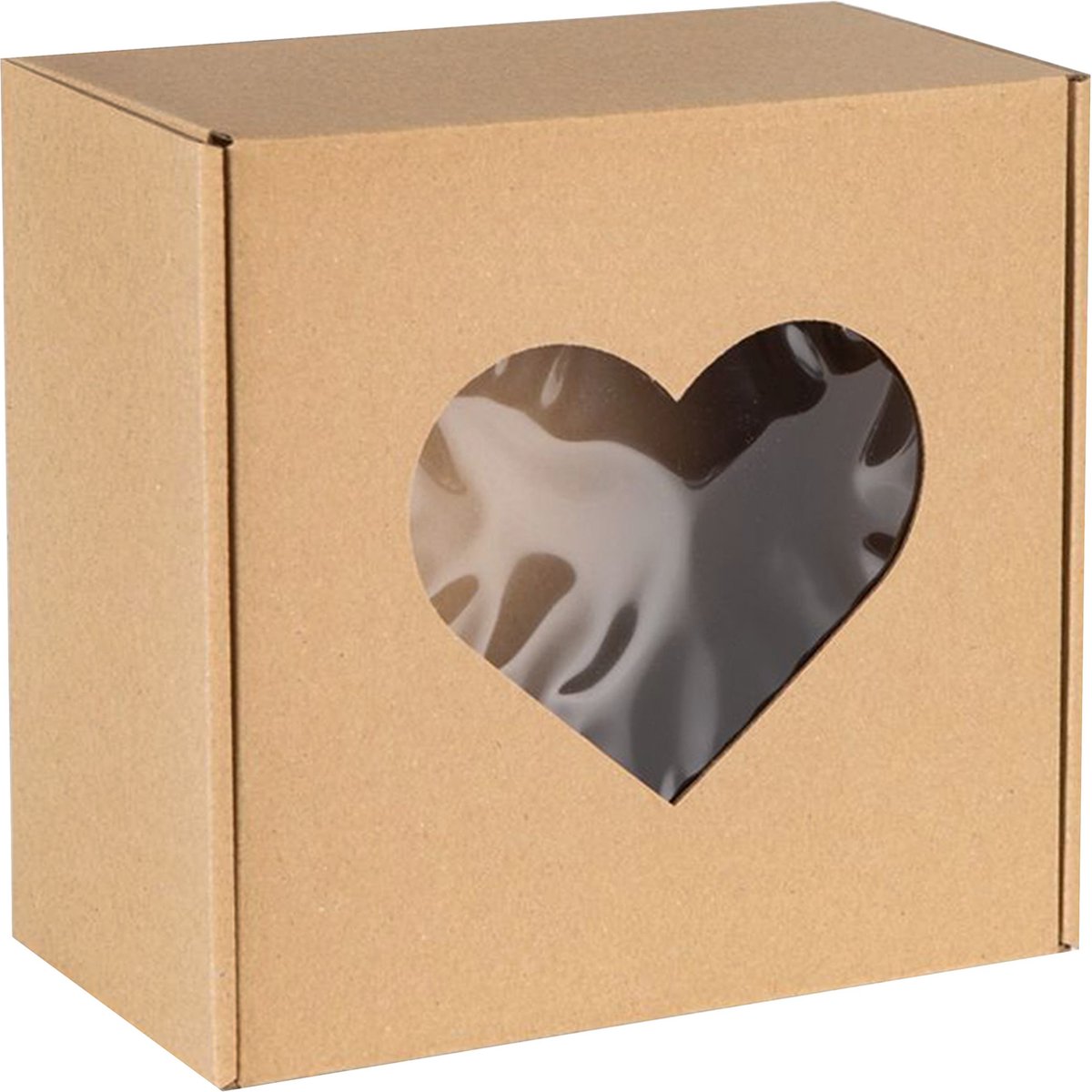 Vierkante Mode Doos met Hartvormig Venster, Geschenkdoos 20x20x10cm