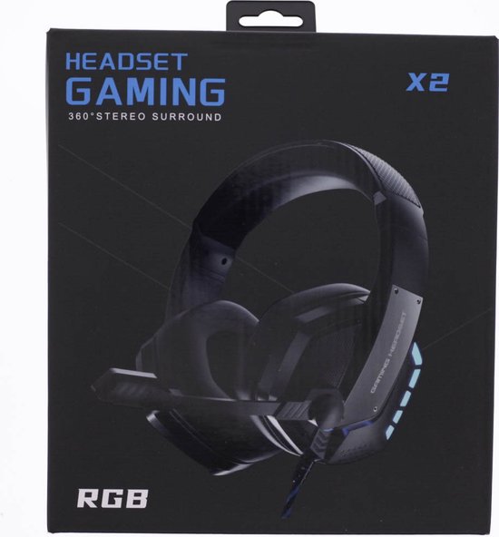 Gaming Headset X2 - 360 Stereo Surround - RGB - Noise Canceling - Soft Earpads - Zwart