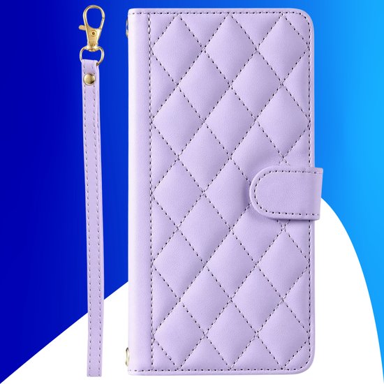 Hoesje geschikt voor Samsung Galaxy A21S - Bookcase - Pasjeshouder - Koord - Kunstleer - Paars