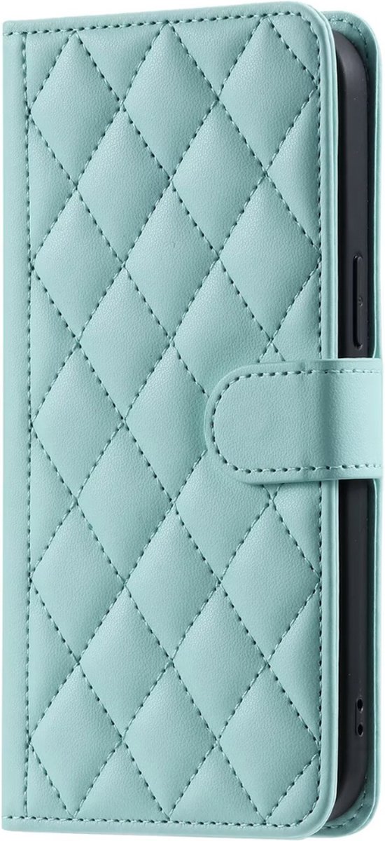 Hoesje geschikt voor iPhone 12 - Bookcase - Pasjeshouder - Koord - Kunstleer - Turquoise