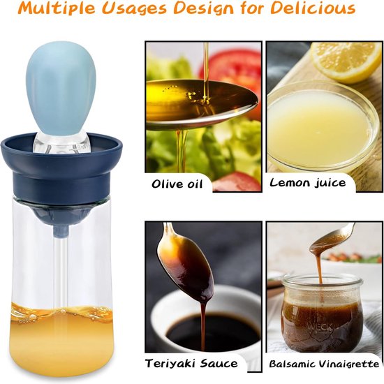 TINMIX Oliedispenser met borstel 2-in-1 180 ml olijfoliedispenser en azijnfles met siliconen pasteuze borstel voor koken keuken barbecue grill salade bakken wit en groen TINMIX Oliedispenser met borstel 2-in-1 180 ml olijfoliedispenser en azijnfles met siliconen pasteuze borstel voor koken keuken barbecue grill salade bakken wit en groen