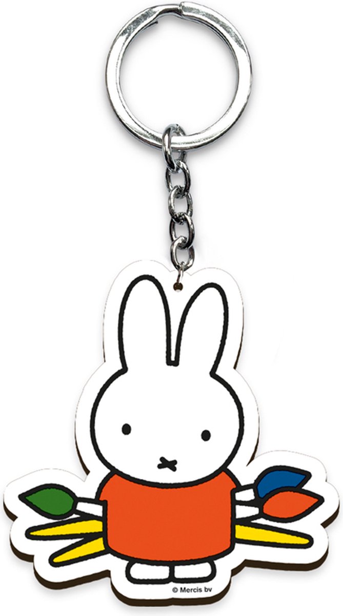 Sleutelhanger - Nijntje Artiest - Hout - Originele Licentie - Dick Bruna - 7x5cm