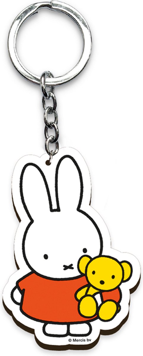 Sleutelhanger - Nijntje Geel Beertje - Hout - Originele Licentie - Dick Bruna 7x5cm