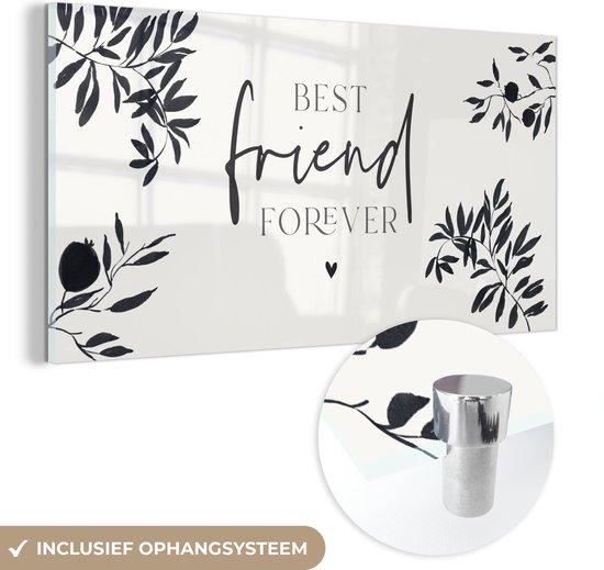 MuchoWow® Glasschilderij 80x40 cm - Schilderij acrylglas - BFF - Beste vrienden - Best friend forever - Quotes - Spreuken - Foto op glas - Schilderijen