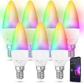Lideka® - Slimme LED Smart Lampen - E14 - Set Van 7 - RGBW - met App - 6W - 600 Lumen - 2700K - 6500K - Smart LED Verlichting - Dimbaar - Google, Alexa en Siri