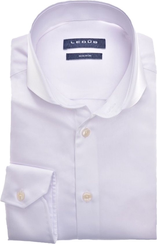 Ledub slim fit overhemd - mouwlengte 72 cm - wit - Strijkvrij - Boordmaat: 41