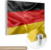 MuchoWow® Glasschilderij 60x40 cm - Schilderij acrylglas - Close-up van de vlag van Duitsland - Foto op glas - Schilderijen