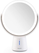 Make-up Spiegel LED Verlicht met 1X/10X Vergroting en 5 Dimbare Helderheidsniveaus, Dubbelzijdige Cosmeticaspiegel, Oplaadbaar, 360° Draaibaar voor Thuis en Onderweg