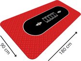 Pokermat - speelkleed - kaartmat - poker - rubber mat - luxe rood - 180 x 90 cm - incl. oprol koker - incl. draagtas - waterafstotend - antislip - 2 tot 9 pers.