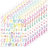 Letter Stickers Alfabet in Kleur - 10 vel - 760 stickers - 25MM Plakletters voor Kinderen en Volwassen - Gekleurde Cursief Letters & Lettertekens