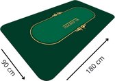 Pokermat - speelkleed - kaartmat - poker - rubber mat - texas groen - 180 x 90 cm - incl. oprol koker - incl. draagtas - waterafstotend - antislip - 2 tot 9 pers.