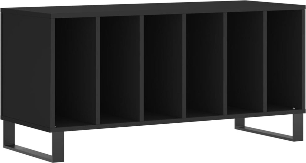 vidaXL - Platenkast - 100x38x48 - cm - bewerkt - hout - zwart