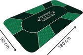 Pokermat - speelkleed - kaartmat - poker - las vegas groen - 180 x 90 cm- incl. oprol koker - incl. draagtas - waterafstotend - antislip - 2 tot 9 pers.