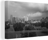 Canvas schilderij 140x90 cm - Wanddecoratie Zwart wit foto van Novosibirsk in Rusland - Muurdecoratie woonkamer - Slaapkamer decoratie - Kamer accessoires - Schilderijen