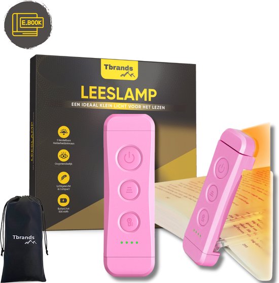 Tbrands® - LED Leeslampje met Klem – voor Boek - Amber licht - USB Oplaadbaar - Voor in Bed