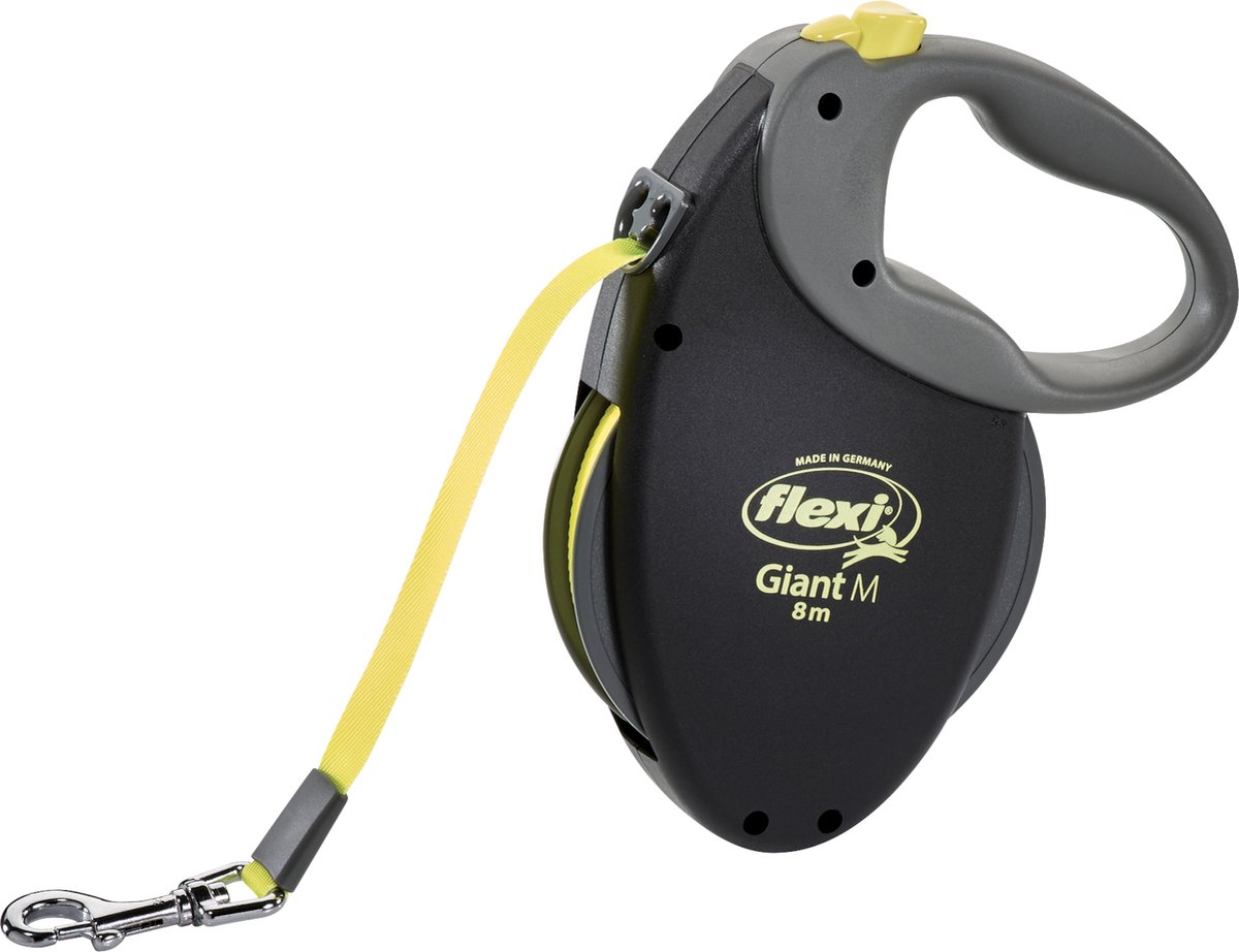 flexi leiband giant M 8m zwart/neon geel hond