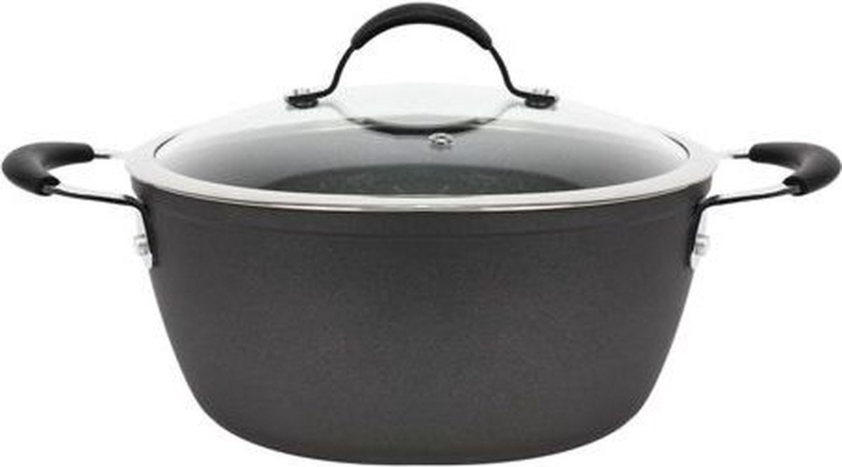 Ferveo Dura Braadpan met Deksel - 24cm - Zwart - Inductie