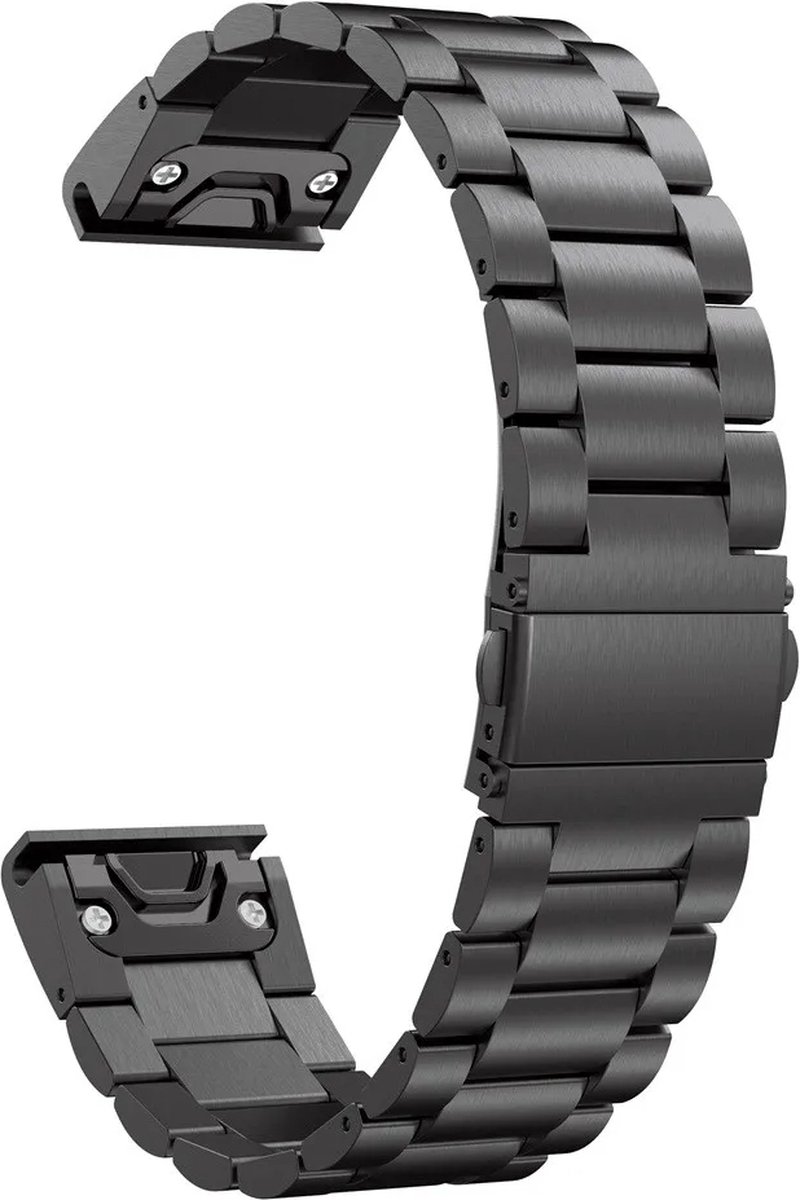 Quick Fit RVS Horlogeband Garmin Fenix 5/5 Plus – Zwart 22mm – Vervangend Accessoire