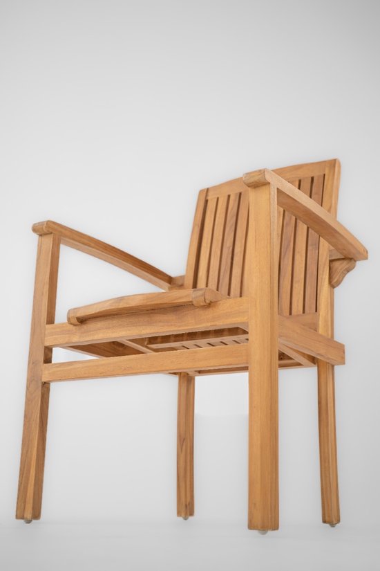 Vier Inklapbare Teak Tuinstoelen 70 cm Ronde Inklapbare Teak Tuintafel