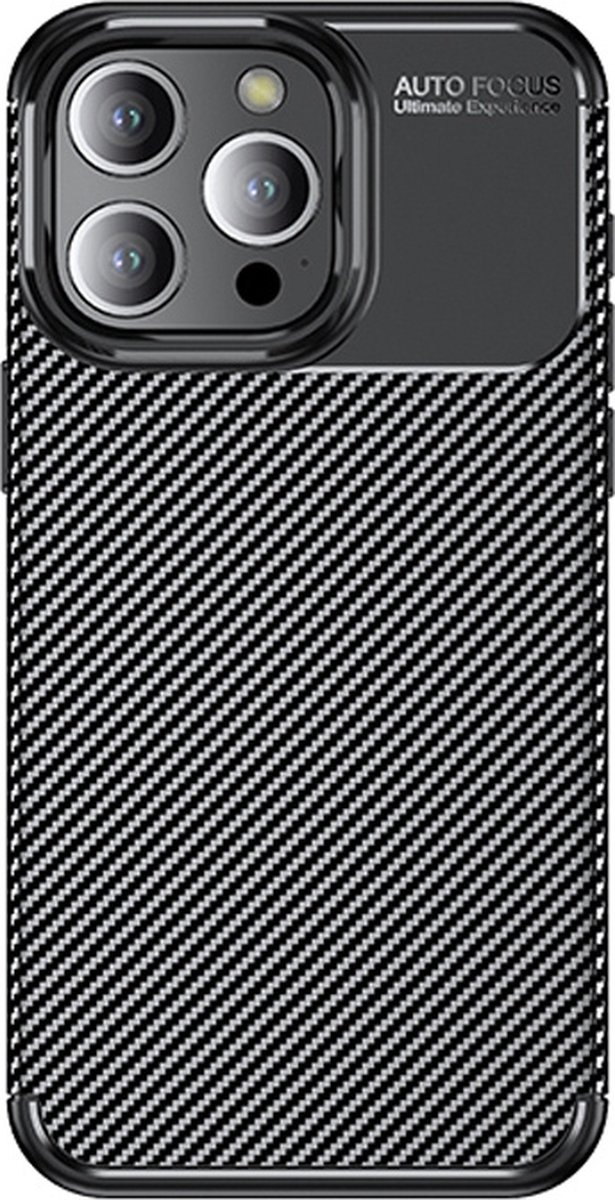 Luxe TPU Carbon Bescherm-Hoes Cover Skin voor iPhone 15 Pro Zwart
