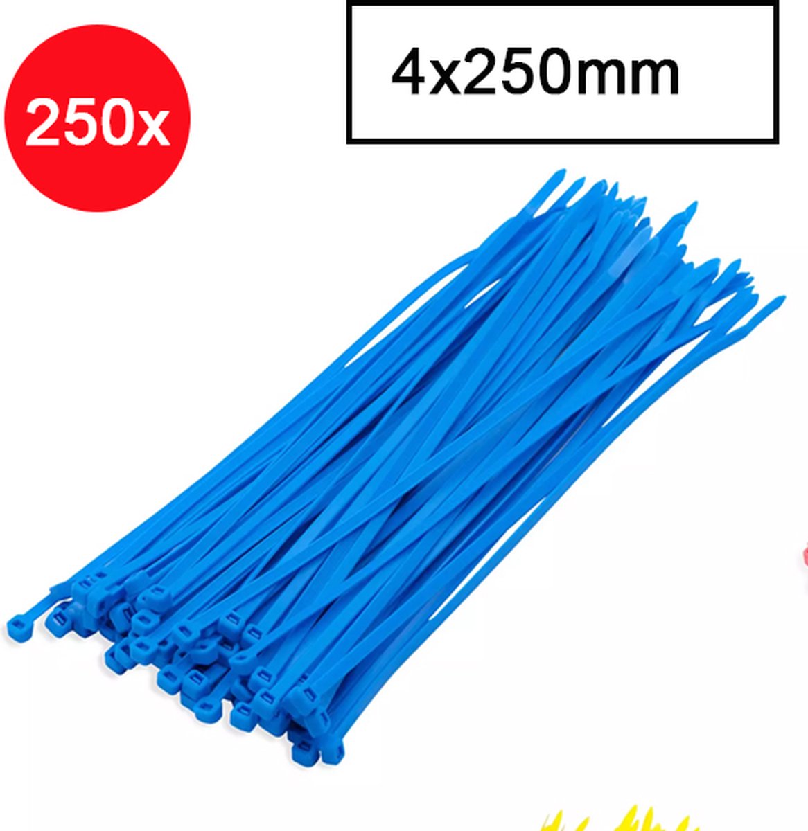 Kabelbinders - Tyraps - Tie wraps - Kabel organizer - 4x250mm - 250 stuks - Blauw