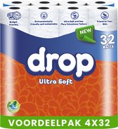 Bol.com Drop - Ultra Soft - 4x32 rollen toiletpapier - 128 rollen - Ultiem comfort WC Papier Superieure sterkte Maximale absorpt... aanbieding
