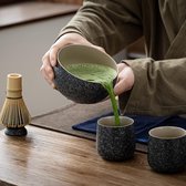 Matcha Set Matcha Whisk Matcha Bowl with Pouring Spout Scoop Matcha Whisk Holder Tea Making Kit. 1 Japanse theeset (7st) + 2 kopjes (7.2oz), S1, Charcoal Grey, kleurendoos Verpakking...