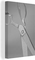 Tableau sur toile Ciseaux gros plan - noir et blanc - 60x90 cm - Décoration murale