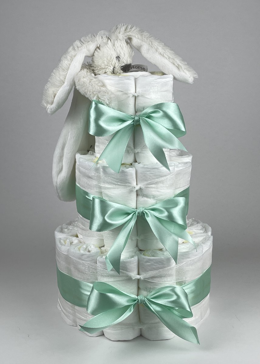Goedkoopste Chouette-Chouette | Luiertaart Neutraal | Kraamcadeau | Geboorte Jongen Meisje | Babyshower | Tuttle Konijn Richie Ivory - Groen