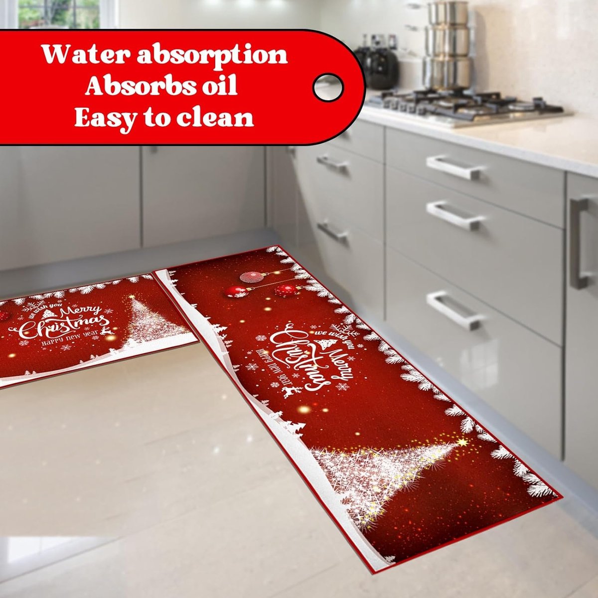 Kerstmis Tapijt Loper Voor Hal Non Slip Wasbare Keuken Kerst Tapijten Vloer Tapijt Deurmat Indoor Ingang Rode Kerst Tapijten Voor Woonkamer Slaapkamer Badkamer,120x160cm/4'x5.2